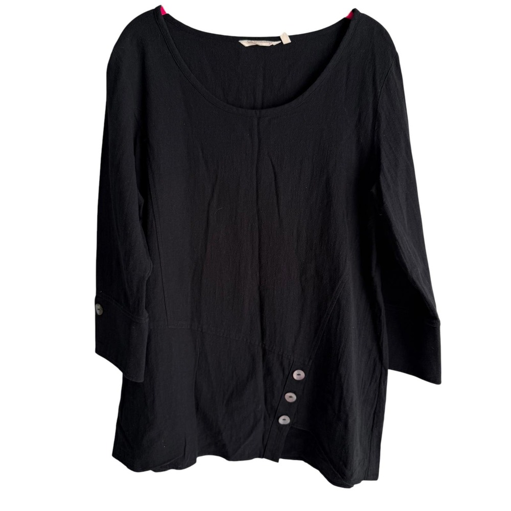 SOFT SURROUNDINGS Black Pullover Round Neck 3/4 Sleeves Cotton‎ Ladies Tunic, M